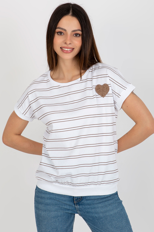 Balta un brūna svītraina blūze ar...