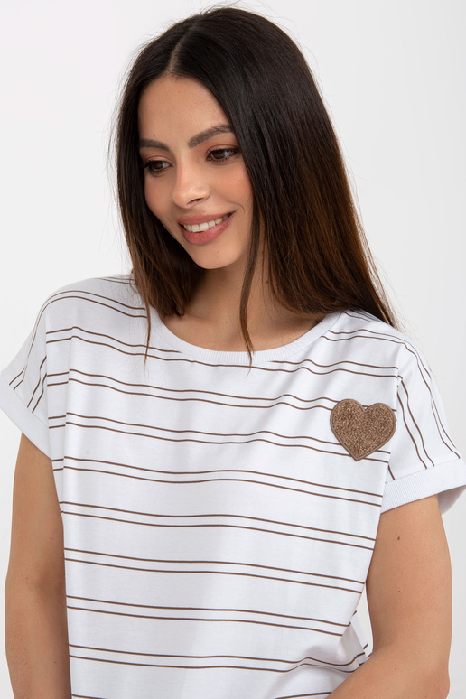 Balta un brūna svītraina blūze ar...