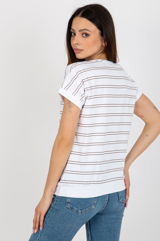 Balta un brūna svītraina blūze ar...