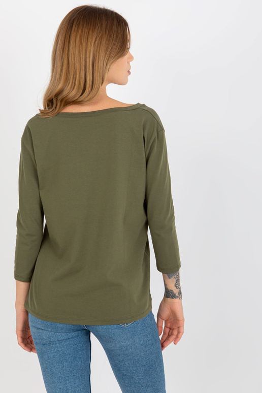 Haki krāsas kokvilnas pamata blūze ar...