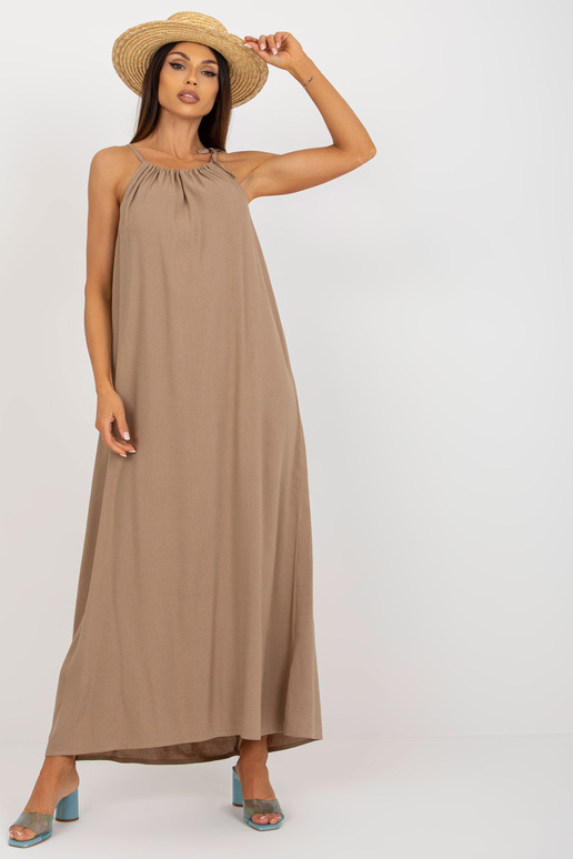 Tumši bēša maxi kleita ar lencītēm...