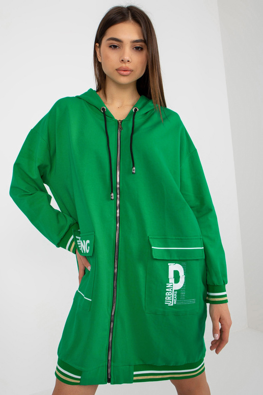 Zaļš džemperis ar garu kapuci