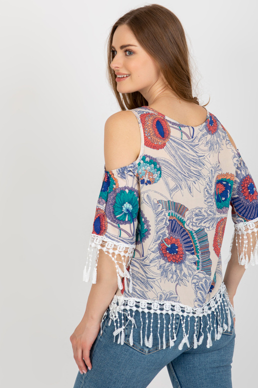 Bēša vasaras blūze ar apdruku un...