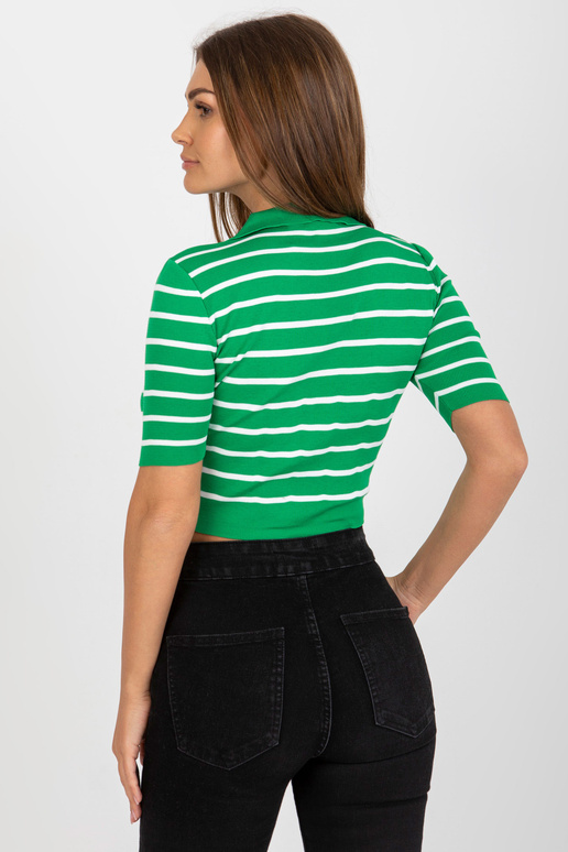 Zaļa īsa polo blūze ar apkakli