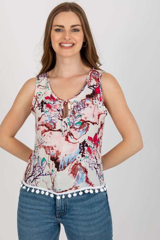 Balta un rozā blūze ar apdruku un...