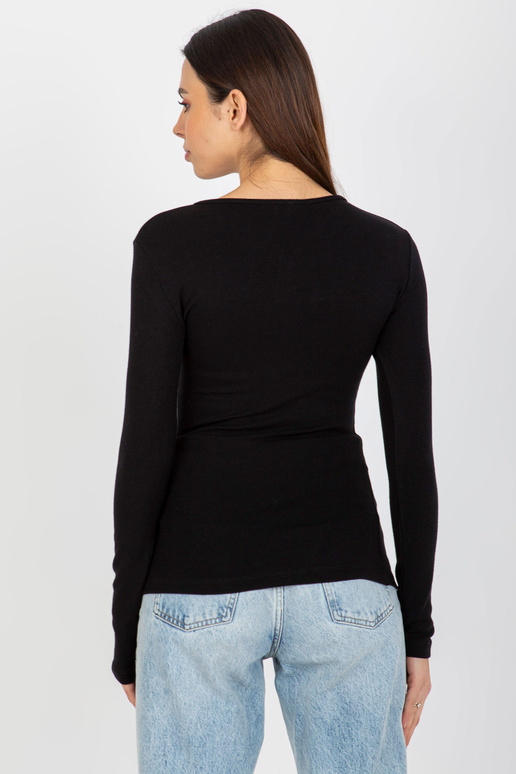 Melna viskozes gadījuma blūze ar V...