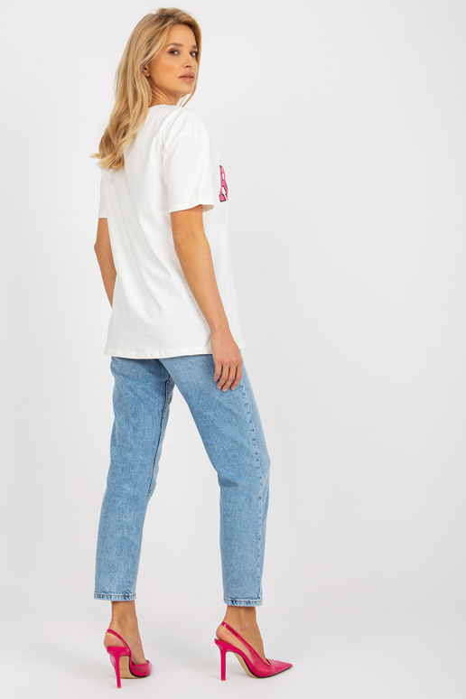 Ecru brīvs sieviešu T-krekls ar...