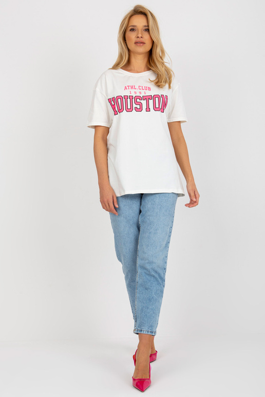 Ecru brīvs sieviešu T-krekls ar...