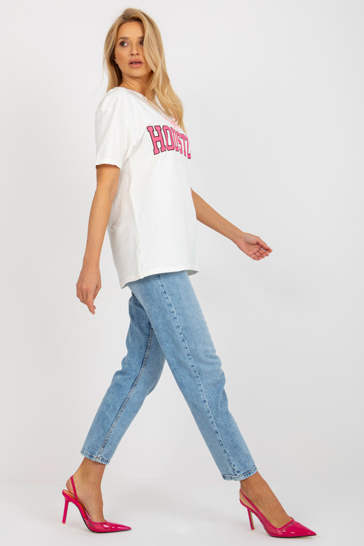 Ecru brīvs sieviešu T-krekls ar...