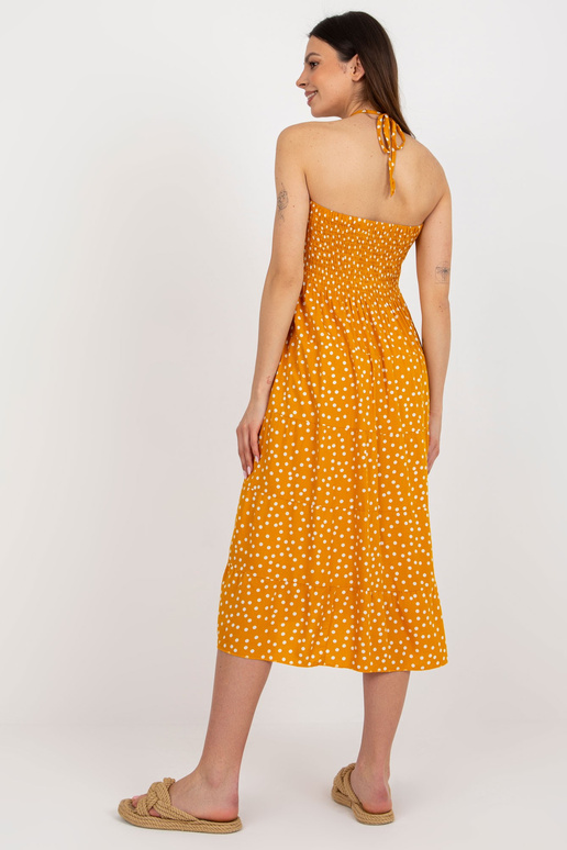 Dzeltena punktveida vasaras kleita ar...