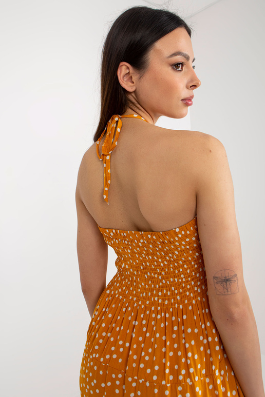 Dzeltena punktveida vasaras kleita ar...