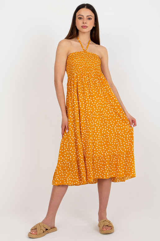 Dzeltena punktveida vasaras kleita ar...