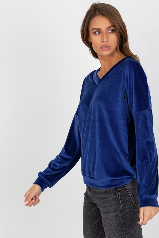 Kobalta velūra džemperis bez kapuces...