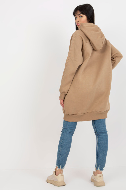 Tumši bēšs garš džemperis ar kabatām