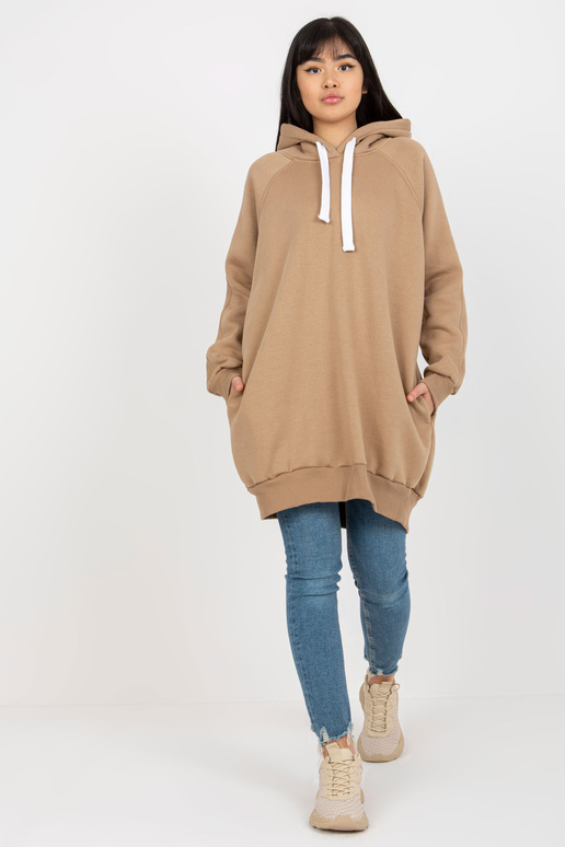 Tumši bēšs garš džemperis ar kabatām