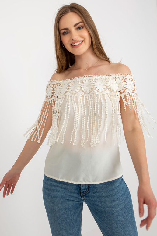 Gaiši bēša sieviešu spāņu blūze ar...