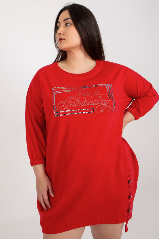 Sarkana liela izmēra kokvilnas kleita...