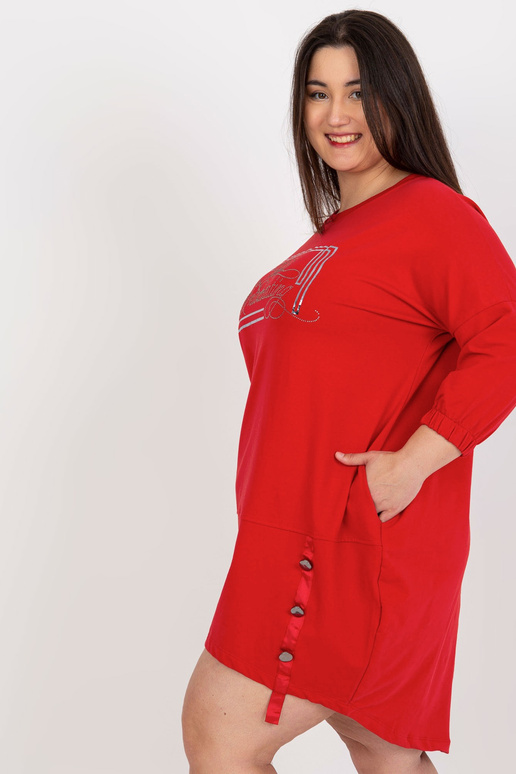 Sarkana liela izmēra kokvilnas kleita...