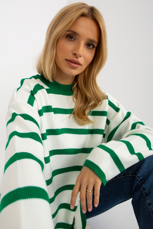 Tumši zaļš un ekru svītrains oversize...