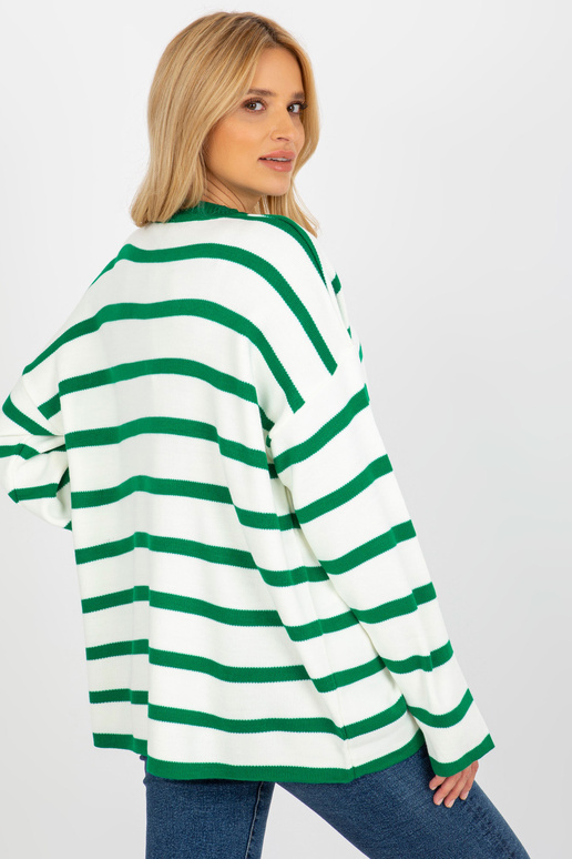 Tumši zaļš un ekru svītrains oversize...