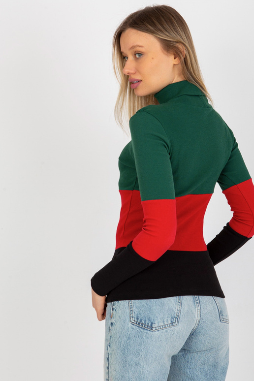 Tumši zaļa un melna rievota blūze ar...