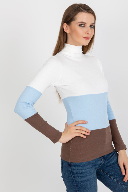 Ekrū-gaiši zila rievota pamata blūze...