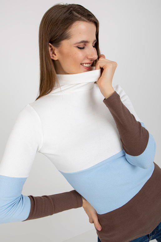 Ekrū-gaiši zila rievota pamata blūze...