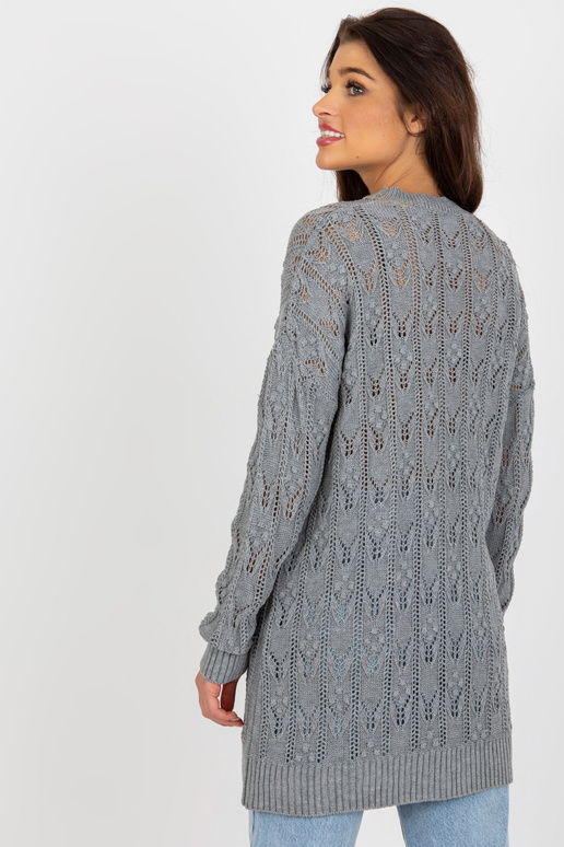 Pelēka ažūra trikotāžas kleita ar...