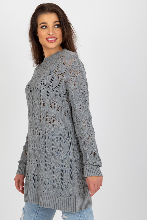 Pelēka ažūra trikotāžas kleita ar...