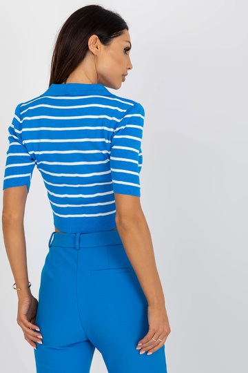 Zila īsa polo blūze ar apkakli