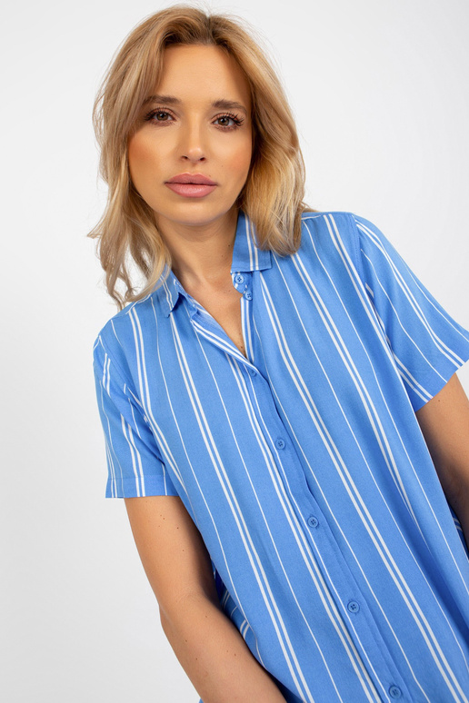 Zili svītraina kreklblūze ar apkakli...