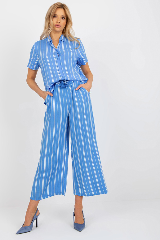 Zili svītraina kreklblūze ar apkakli...