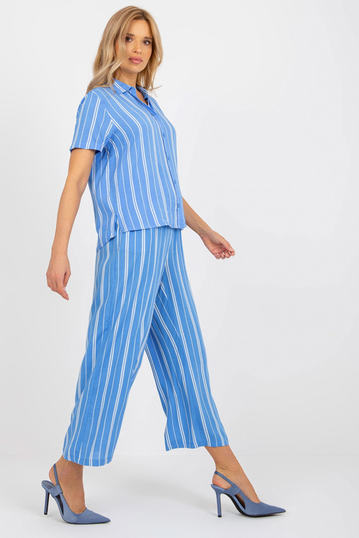 Zili svītraina kreklblūze ar apkakli...