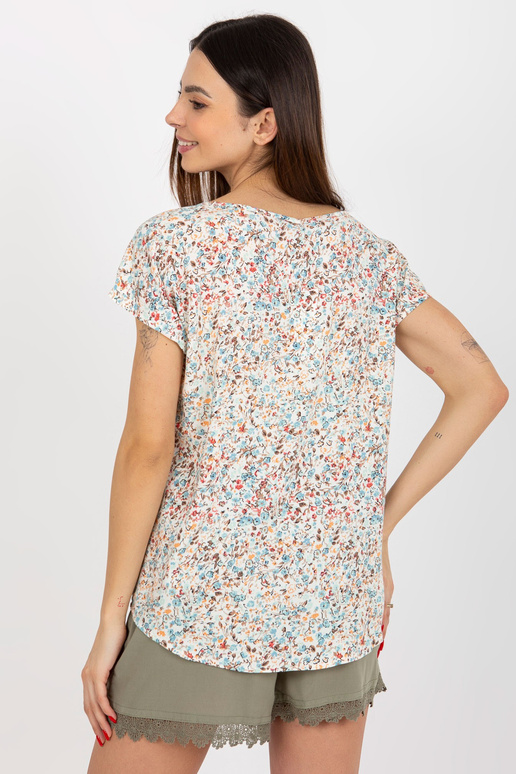 Balta ziedu blūze ar apaļu kakla... Balta ziedu blūze ar apaļu kakla...