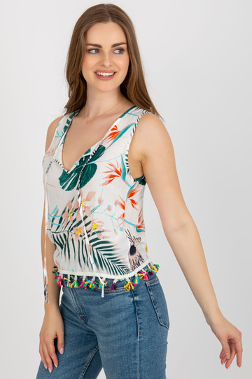 Balta blūze ar apdruku un... 2