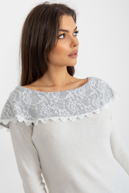 Bēšs un pelēks džemperis ar...