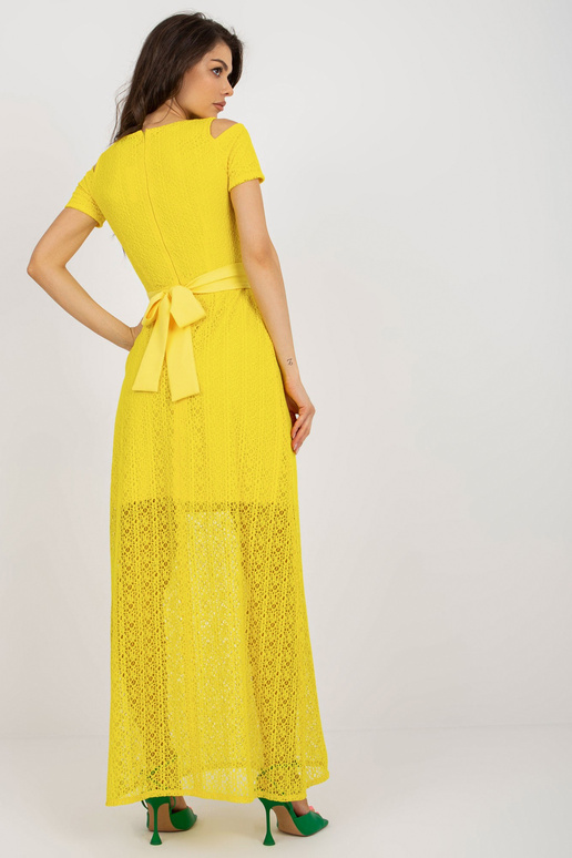 Yellow Off pleciem Maxi vakarkleita