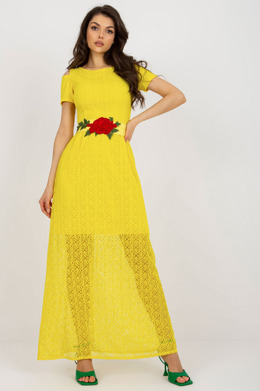 Yellow Off pleciem Maxi vakarkleita