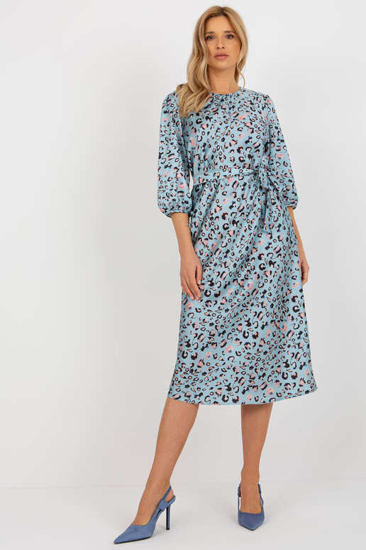 Gaiši zila leopterna kokteiļkleita ar...