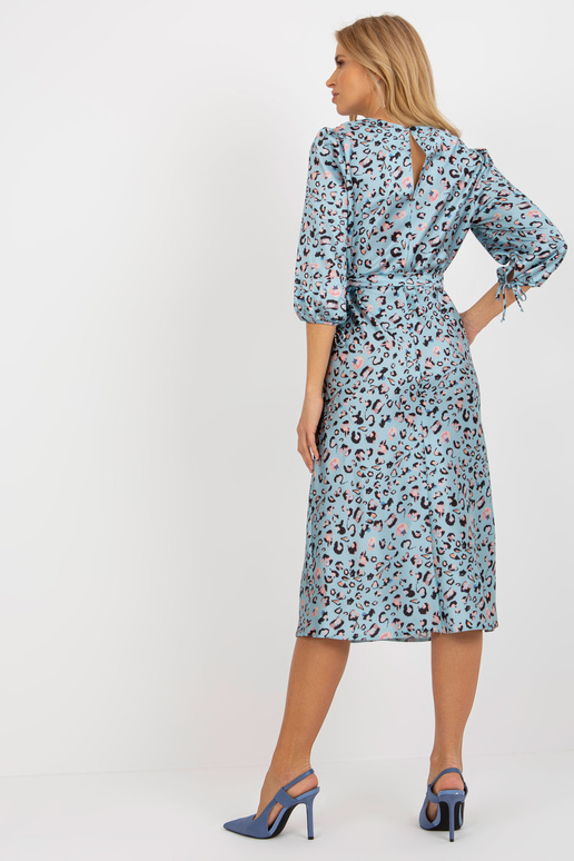 Gaiši zila leopterna kokteiļkleita ar...