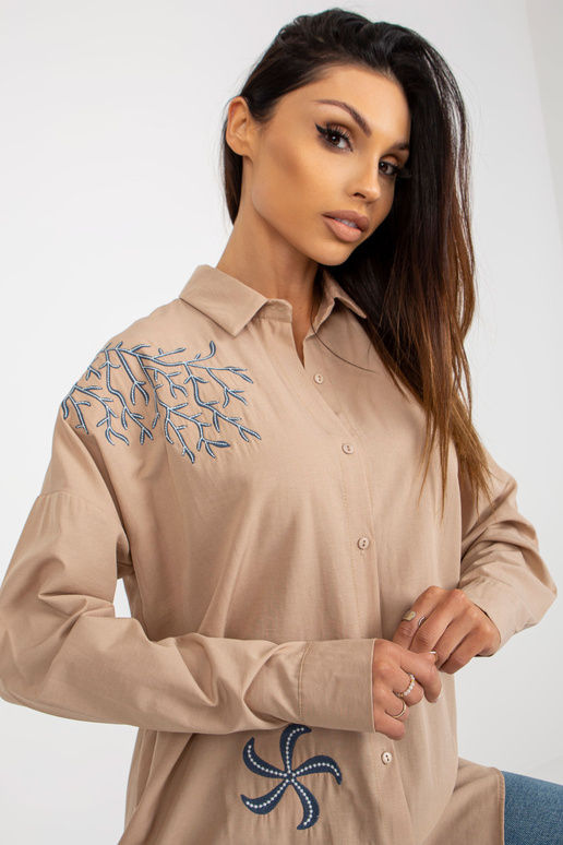 Bēšs liela izmēra brīvs krekls ar...