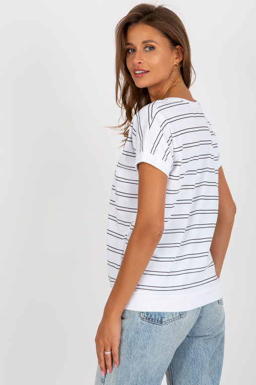 Balta un melna kokvilnas svītraina blūze