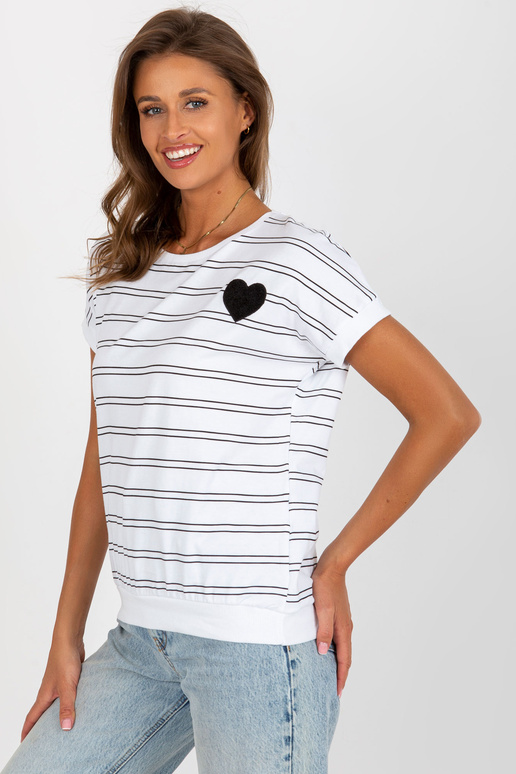 Balta un melna kokvilnas svītraina blūze