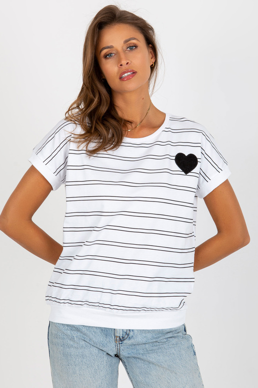 Balta un melna kokvilnas svītraina blūze