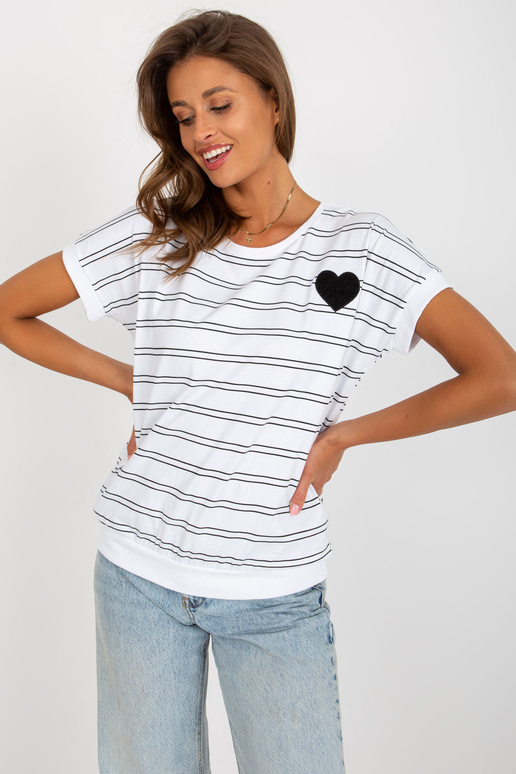 Balta un melna kokvilnas svītraina blūze