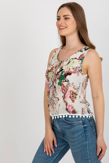 Balta un zaļa blūze ar...