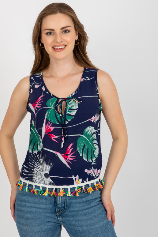 Tumši zila blūze ar īsām piedurknēm...