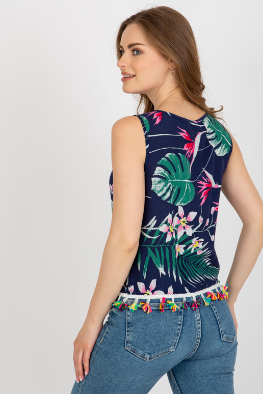 Tumši zila blūze ar īsām piedurknēm...