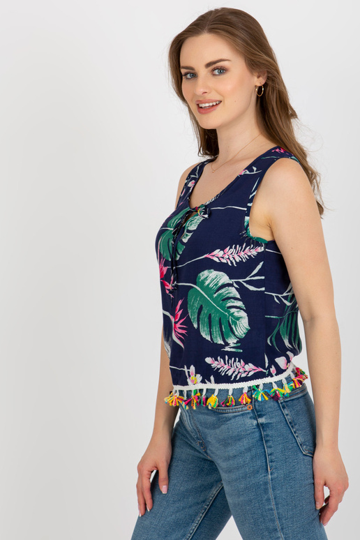 Tumši zila blūze ar īsām piedurknēm...