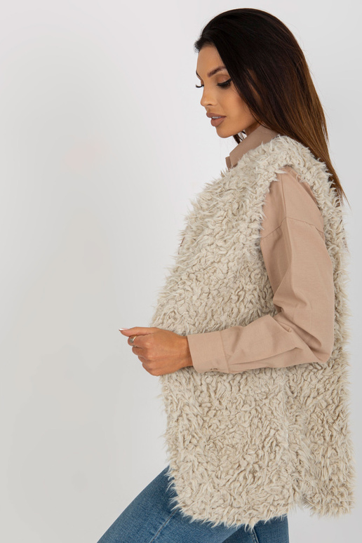 Bēša kažokādas veste ar kabatām Sybille